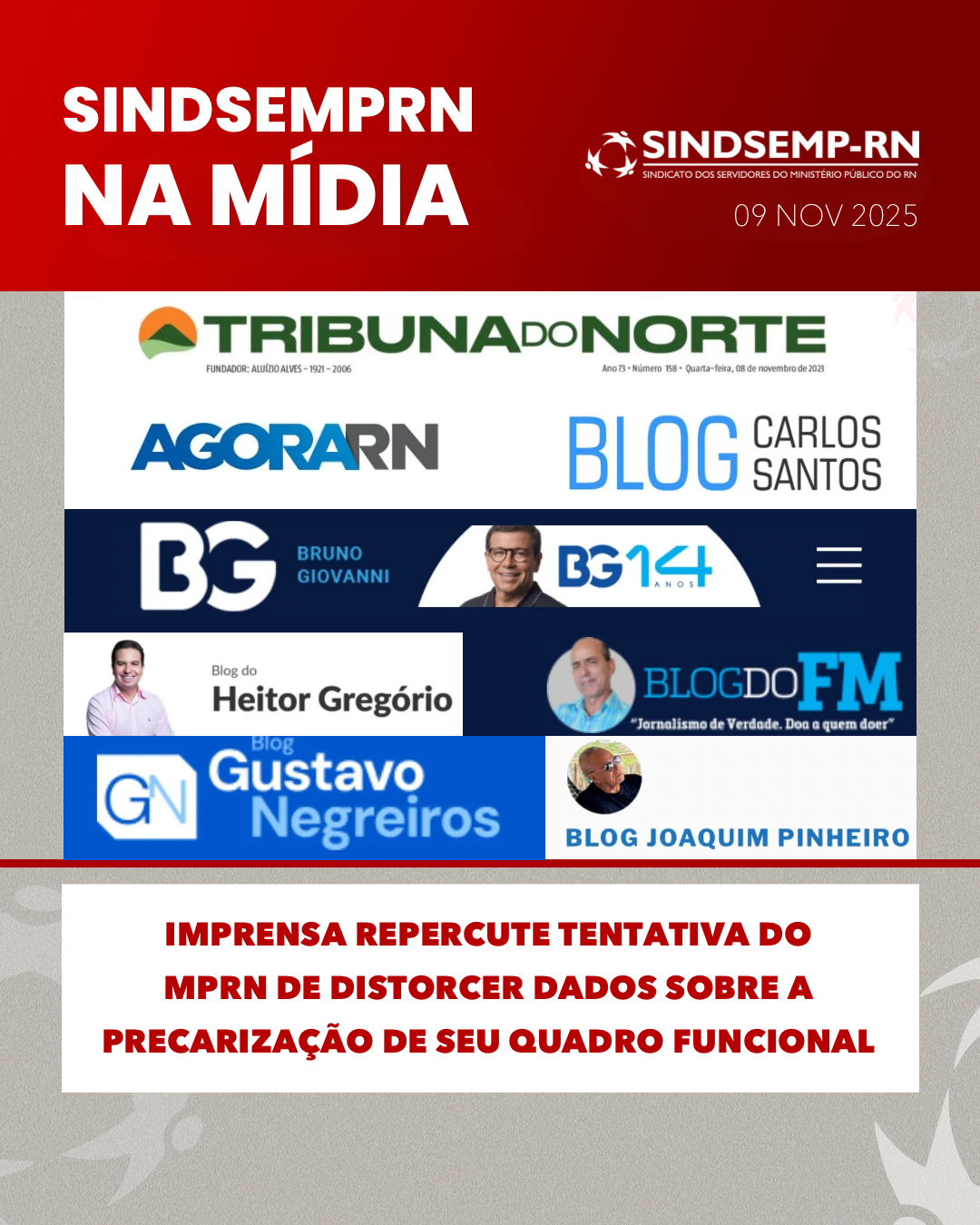 Imprensa repercute tentativa do MPRN de distorcer dados sobre a precarização de seu quadro funcional