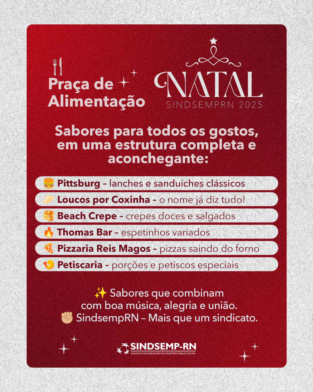 Uma festa completa pede uma praça de alimentação à altura!